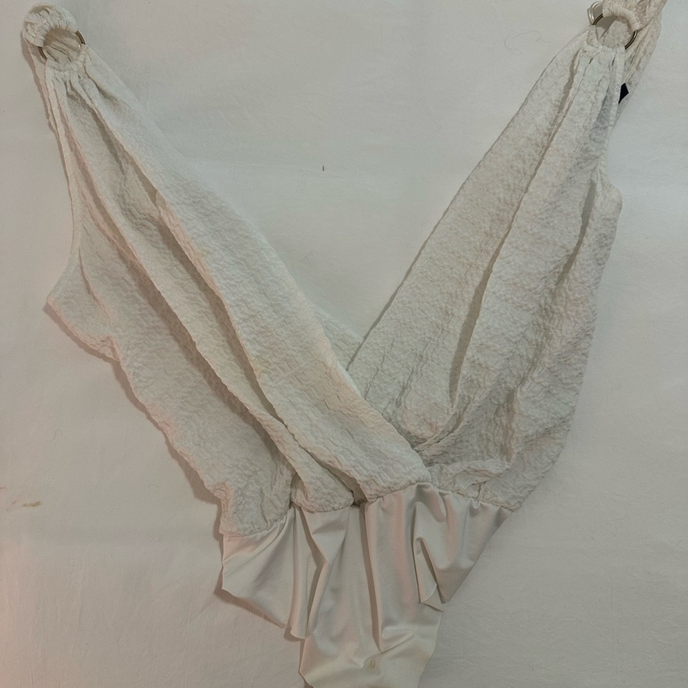 Zara Off-White Crinkled Body Suit